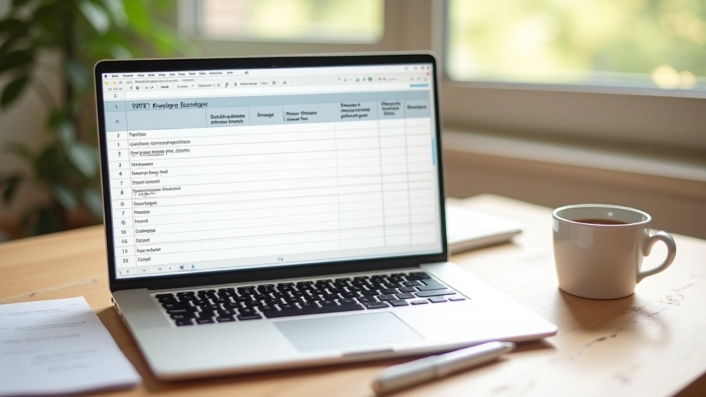Ordinateur portable affichant une feuille de calcul budgétaire avec des colonnes de dépenses