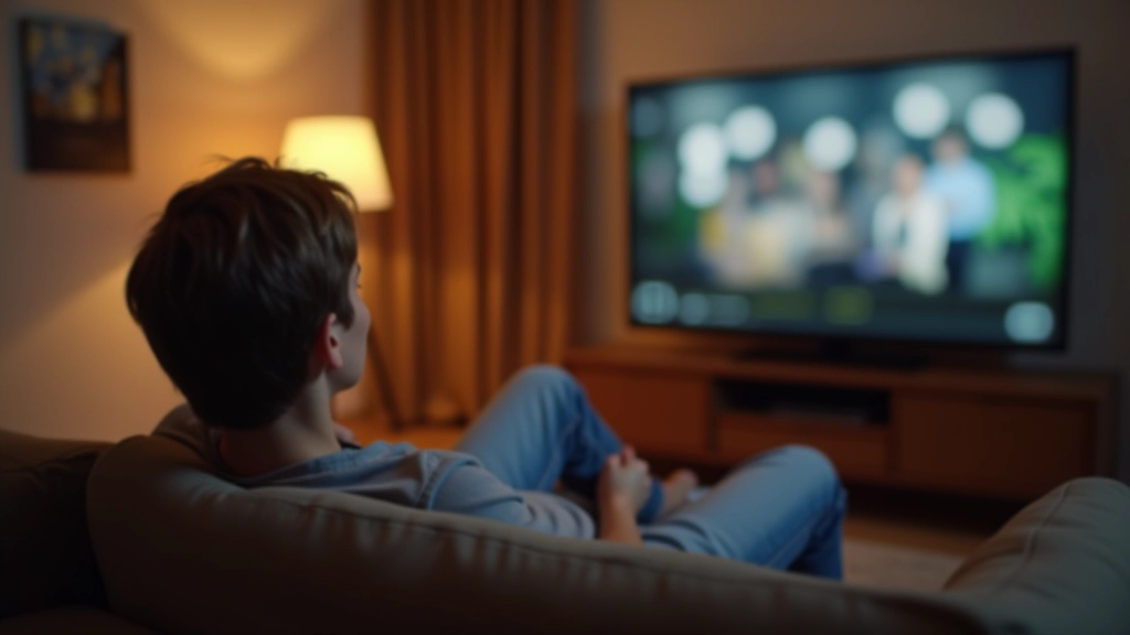 Personne regardant un film sur une télévision confortable dans un canapé gris moderne