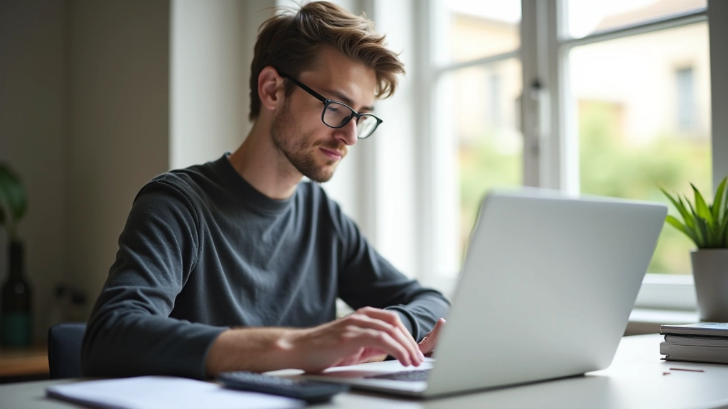 Auto-entrepreneur vérifiant ses revenus mensuels irréguliers sur un ordinateur portable